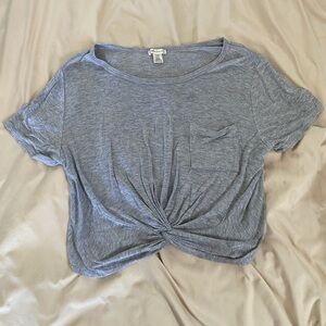 Bozzolo Heather Gray Twist Front Crop Top